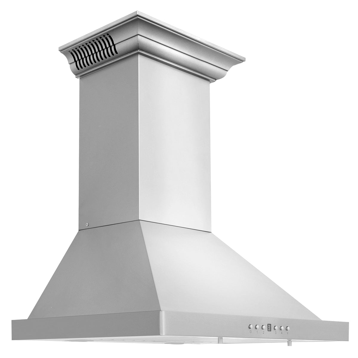 Stainless steel wall mount range hood with side vent and control panel