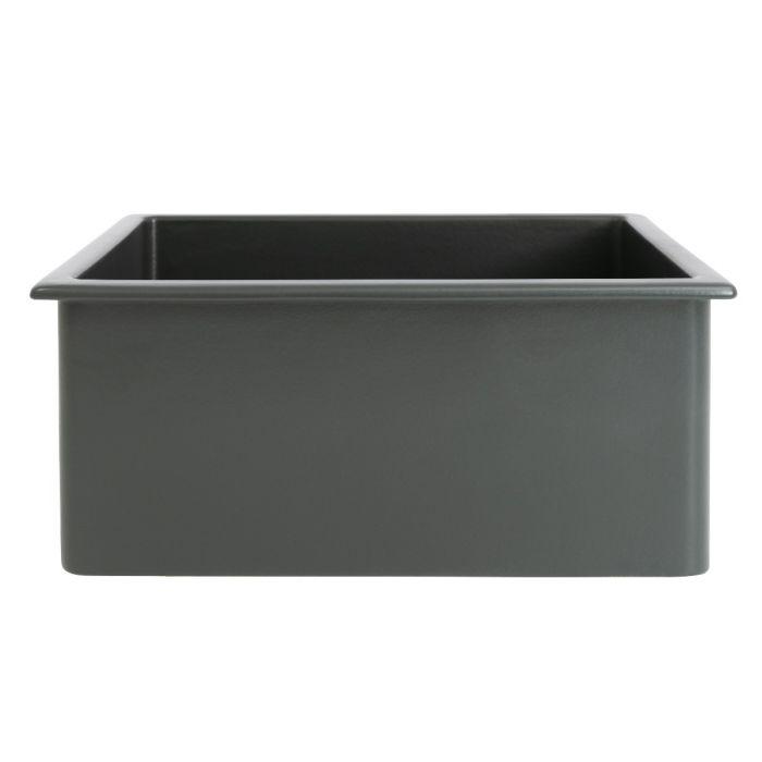 Charcoal kitchen sink single bowl with flat front edge and wide top rim