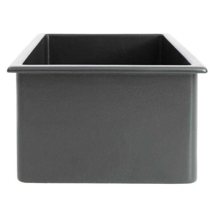 Charcoal kitchen sink single bowl with flat apron front and straight top rim