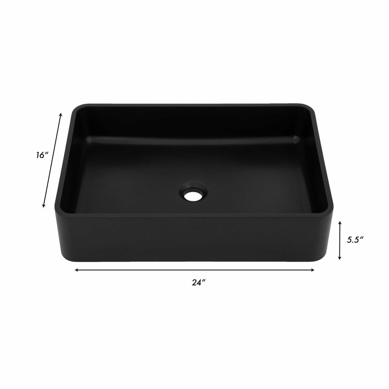 ZLINE 24" Siena Square Vessel Bath Sink in Matte Black (SK-QVSQ-MB-24) Kitchen Sink ZLINE 