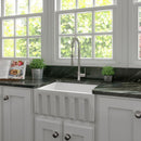 ZLINE 24" Venice Farmhouse Apron Front Reversible Single Bowl Fireclay Kitchen Sink with Bottom Grid in White Gloss (FRC5120-WH-24) Kitchen Sink ZLINE 