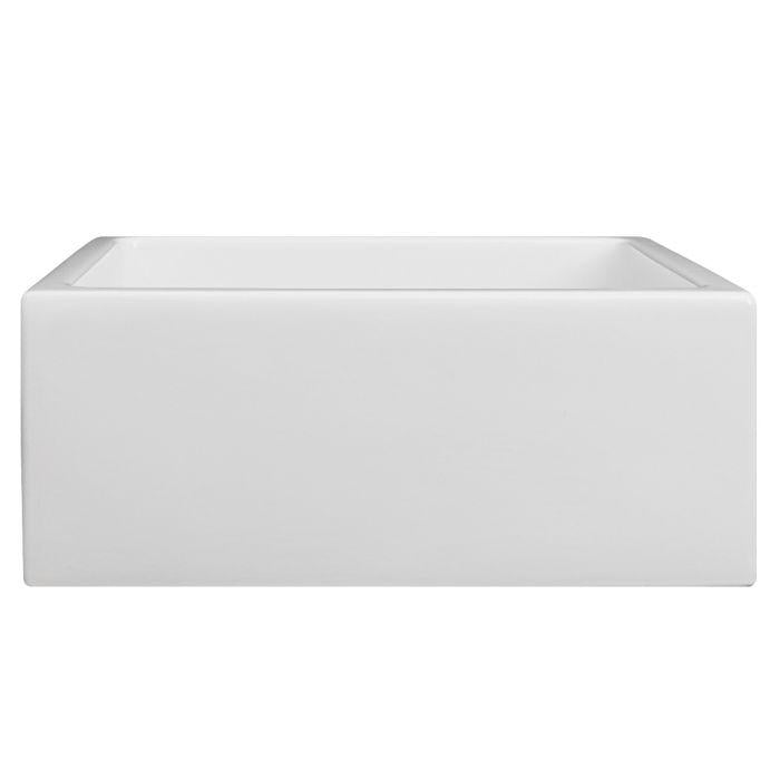 White rectangular sink box with integrated apron front, single-bowl design