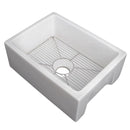 ZLINE 24" Venice Farmhouse Apron Front Reversible Single Bowl Fireclay Kitchen Sink with Bottom Grid in White Gloss (FRC5120-WH-24) Kitchen Sink ZLINE 