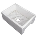 ZLINE 24" Venice Farmhouse Apron Front Reversible Single Bowl Fireclay Kitchen Sink with Bottom Grid in White Matte (FRC5120-WM-24) Kitchen Sink ZLINE 