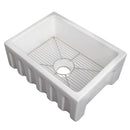 ZLINE 24" Venice Farmhouse Apron Front Reversible Single Bowl Fireclay Kitchen Sink with Bottom Grid in White Matte (FRC5120-WM-24) Kitchen Sink ZLINE 