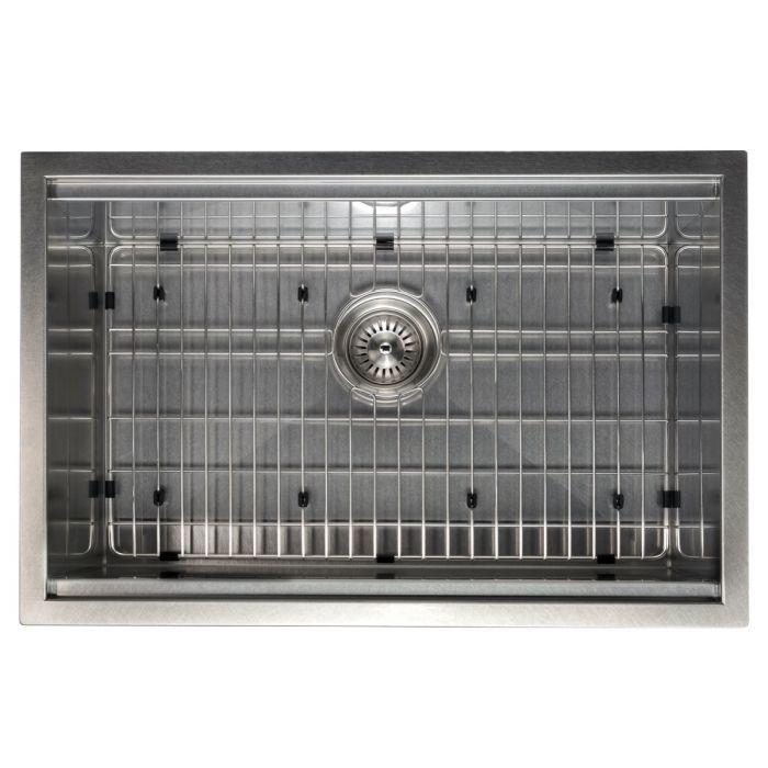 Stainless steel sink bottom grid with center drain strainer