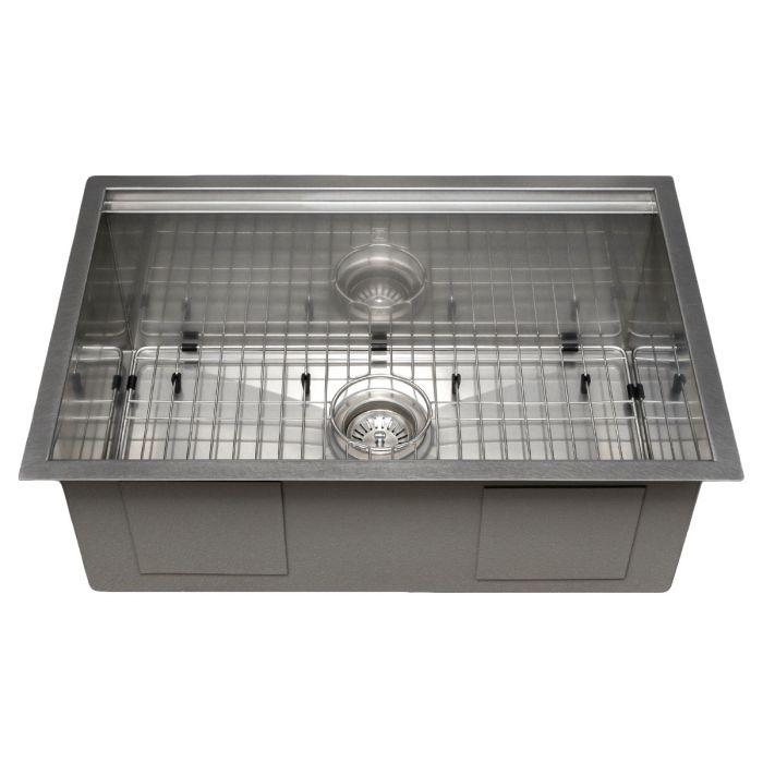 ZLINE 27" Garmisch Undermount Single Bowl DuraSnow® Stainless Steel Kitchen Sink with Bottom Grid and Accessories (SLS-27S) Kitchen Sink ZLINE 