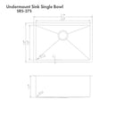 ZLINE 27" Meribel Undermount Single Bowl DuraSnow® Stainless Steel Kitchen Sink with Bottom Grid (SRS-27S) Kitchen Sink ZLINE 