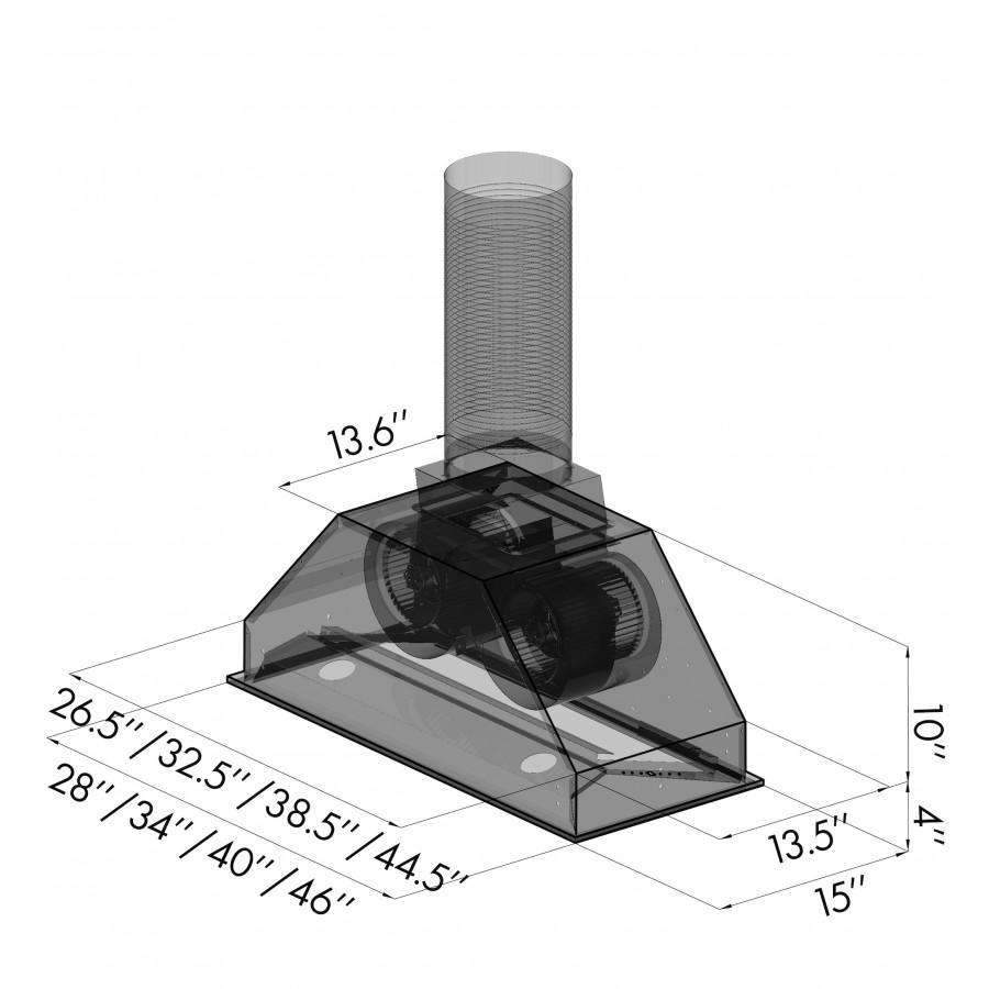 Stainless steel ducted wall mount range hood insert with circular duct collar
