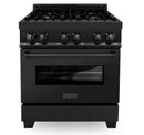 ZLINE 3-Piece Appliance Package - 30" Dual Fuel Range with Brass Burners, Convertible Wall Mount Hood, and 3-Rack Dishwasher in Black Stainless Steel Appliance Package ZLINE 