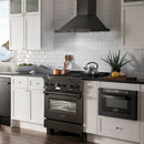 ZLINE 3-Piece Appliance Package - 30" Dual Fuel Range with Brass Burners, Convertible Wall Mount Hood, and 3-Rack Dishwasher in Black Stainless Steel Appliance Package ZLINE 