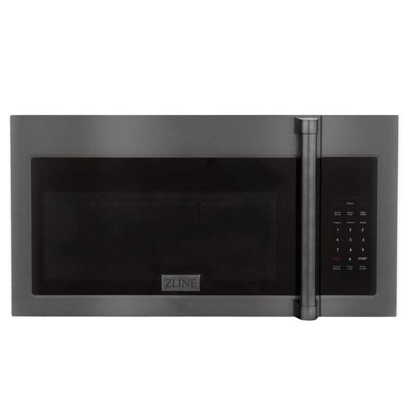 ZLINE 3-Piece Appliance Package - 30" Gas Range with Brass Burners, Over the RangeMicrowave/Vent Hood Combo, and 3-Rack Dishwasher in Black Stainless Steel Appliance Package ZLINE 