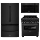 ZLINE 3-Piece Appliance Package - 30-inch Dual Fuel Range with Brass Burners, 36-inch Refrigerator, Over the Range Microwave/Vent Hood Combo in Black Stainless Steel (3KPR-RABOTRH30) Appliance Package ZLINE 