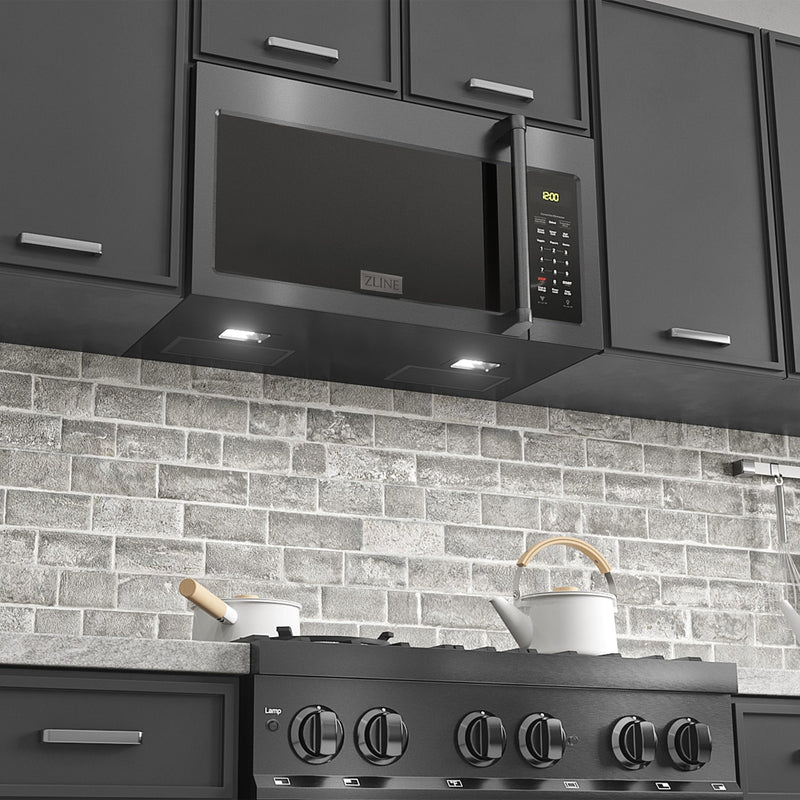 ZLINE 3-Piece Appliance Package - 30-inch Gas Range with Brass Burners, 36-inch Refrigerator, Over the Range Microwave/Vent Hood Combo in Black Stainless Steel (3KPR-RGBOTRH30) Appliance Package ZLINE 