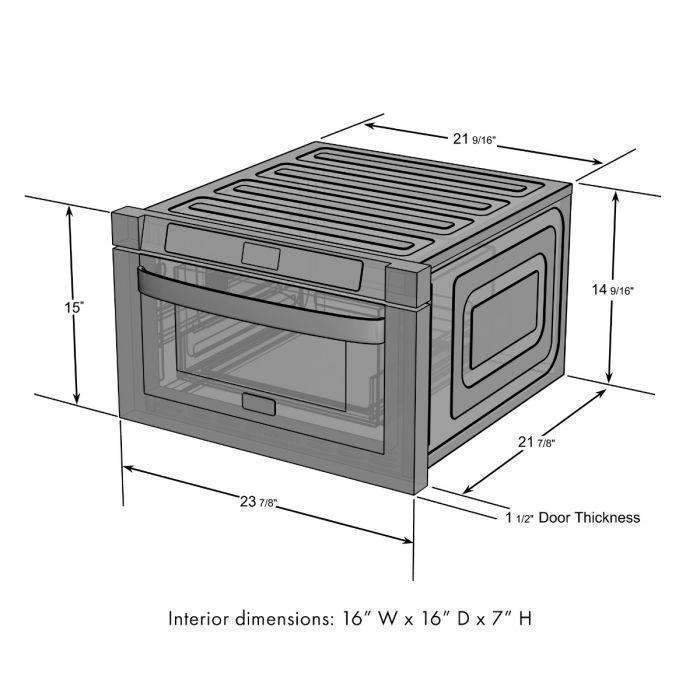 Black microwave drawer exterior dimensions diagram with front door