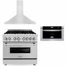 ZLINE 3-Piece Appliance Package - 36-inch Dual Fuel Range, Premium Hood & Microwave Drawer in Stainless Steel (3KP-RARH36-MW) Appliance Package ZLINE 