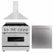 ZLINE 3-Piece Appliance Package - 36-inch Dual Fuel Range, Stainless Steel Dishwasher, & Premium Hood (3KP-RARH36-DW)