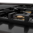 ZLINE 3-Piece Appliance Package - 48" Gas Range with Brass Burners, Convertible Wall Mount Hood, and Microwave Drawer in Black Stainless Steel Appliance Package ZLINE 