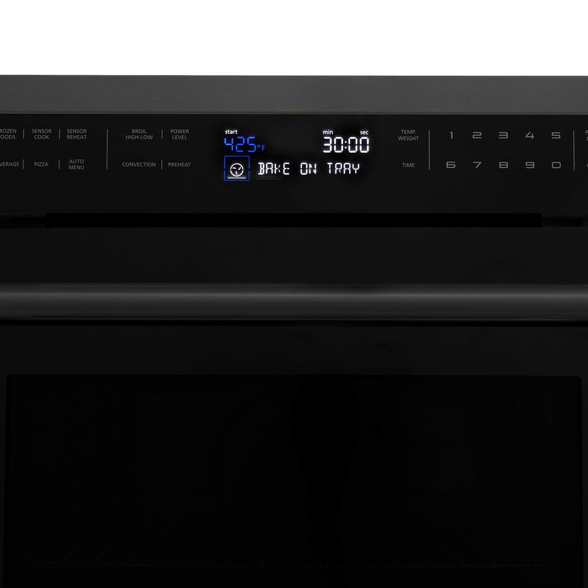 Gas oven control panel with digital display and timer readout