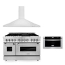 ZLINE 3-Piece Appliance Package - 48-inch Dual Fuel Range, Premium Hood & Microwave Drawer in Stainless Steel (3KP-RARH48-MW) Appliance Package ZLINE 