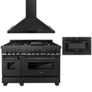ZLINE 3-Piece Appliance Package - 48-inch Dual Fuel Range with Brass Burners, Microwave Drawer & Premium Hood in Black Stainless Steel (3KP-RABRH48-MW) Appliance Package ZLINE 
