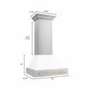 ZLINE 30" Autograph Edition Wall Mount Range Hood in Stainless Steel with White Matte Shell and Gold Handle (8654STZ-WM30-G) Range Hoods ZLINE 