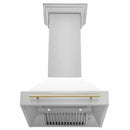 ZLINE 30" Autograph Edition Wall Mount Range Hood in Stainless Steel with White Matte Shell and Gold Handle (8654STZ-WM30-G) Range Hoods ZLINE 