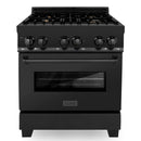 ZLINE 30" Black Stainless 4.0 Cu.ft. 4 Gas Burner/Electric Oven Range With Brass Burners (RAB-BR-30) Ranges ZLINE 