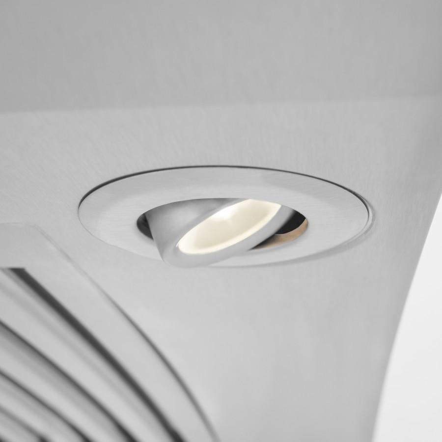Convertible vent wall mount range hood, stainless steel with circular vent opening
