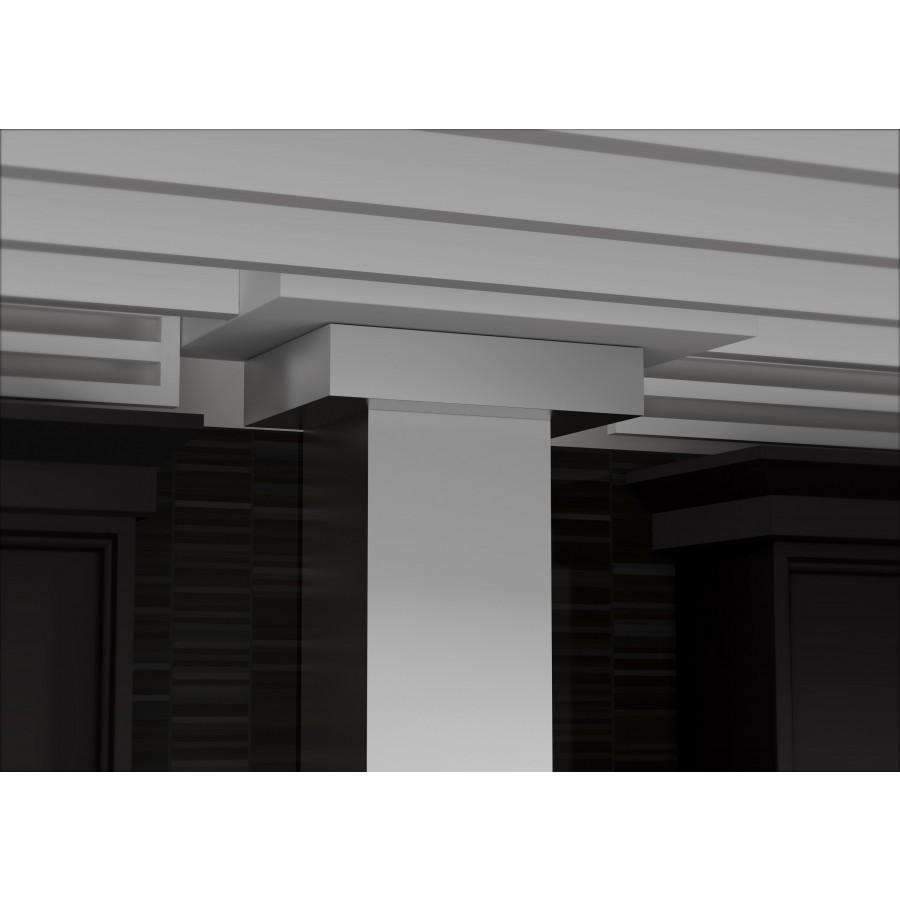 Stainless steel chimney top with decorative crown molding and vent hood canopy