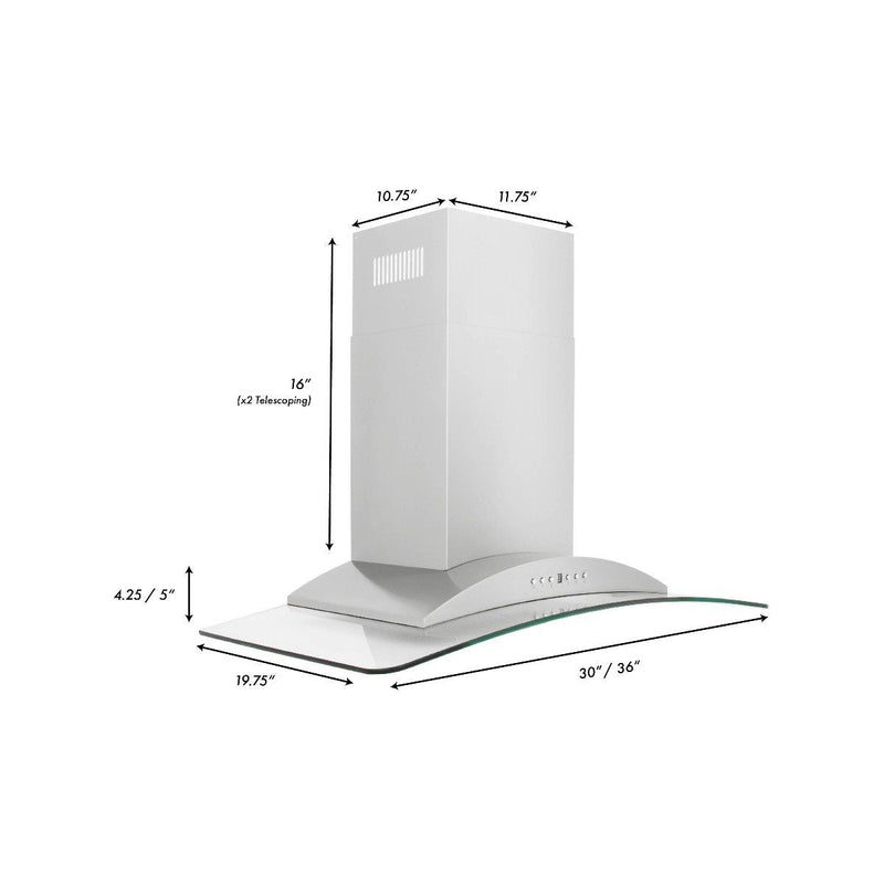 ZLINE 30 in. Convertible Vent Wall Mount Range Hood in Stainless Steel & Glass (KN-30) Range Hoods ZLINE 