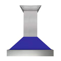 ZLINE 30-Inch Ducted Satin Stainless Steel Wall Mount Range Hood with Blue Matte Shell (8654BM-30)
