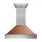 ZLINE 30-Inch Ducted DuraSnow Stainless Steel Wall Mount Range Hood with Hand-Hammered Copper Shell (8654HH-30)