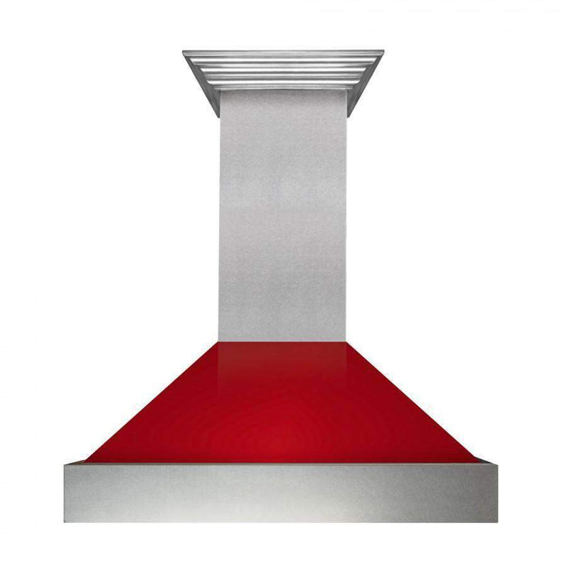 ZLINE 30 in. Ducted DuraSnow Stainless Steel Range Hood with Red Gloss Shell (8654RG-30) Range Hoods ZLINE 