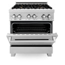 ZLINE 30 In. Professional 4.0 Cu. Ft. 4 Dual Fuel Range In DuraSnow® Stainless Steel With Brass Burners (RAS-SN-BR-30) Ranges ZLINE 