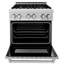 ZLINE 30 In. Professional 4.0 Cu. Ft. 4 Dual Fuel Range In DuraSnow® Stainless Steel With Brass Burners (RAS-SN-BR-30) Ranges ZLINE 