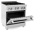 ZLINE 30 In. Professional 4.0 Cu. Ft. 4 Dual Fuel Range In DuraSnow® Stainless Steel With Brass Burners (RAS-SN-BR-30) Ranges ZLINE 