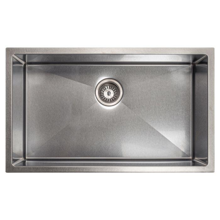Fingerprint-resistant stainless steel undermount single-bowl kitchen sink with drain