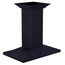 Black island range hood chimney column with flat top vent and control lights