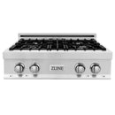 ZLINE 30-Inch Porcelain Gas Stovetop with 4 Gas Burners and Griddle (RT-GR-30)