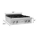 ZLINE 30-Inch Porcelain Gas Stovetop in Fingerprint Resistant Stainless Steel with 4 Gas Burners and Griddle (RTS-GR-30)
