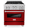 ZLINE 30-Inch Professional 4.0 Cu. Ft. 4 Gas On Gas Range In DuraSnow® Stainless Steel With Red Gloss Door (RGS-RG-30)