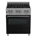 ZLINE 30-inch Legacy Series Dual Fuel Range in Fingerprint Resistant Satin Stainless Steel with Black Matte Door (RAS-BLM-30)