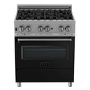 ZLINE 30" Professional Dual Fuel Range in DuraSnow Stainless with Black Matte Door (RAS-BLM-30) Ranges ZLINE 