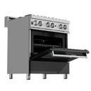 ZLINE 30" Professional Dual Fuel Range in DuraSnow Stainless with Black Matte Door (RAS-BLM-30) Ranges ZLINE 