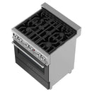 ZLINE 30" Professional Dual Fuel Range in DuraSnow Stainless with Black Matte Door (RAS-BLM-30) Ranges ZLINE 