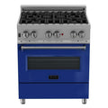 ZLINE 30-inch Legacy Series Dual Fuel Range in Fingerprint Resistant Satin Stainless Steel with Blue Gloss Door (RAS-BG-30)