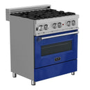 ZLINE 30" Professional Dual Fuel Range in DuraSnow Stainless with Blue Gloss Door (RAS-BG-30) Ranges ZLINE 