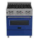ZLINE 30" Professional Dual Fuel Range in DuraSnow Stainless with Blue Matte Door (RAS-BM-30) Ranges ZLINE 