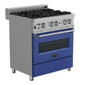 ZLINE 30-inch Legacy Series Dual Fuel Range in Fingerprint Resistant Satin Stainless Steel with Blue Matte Door (RAS-BM-30)